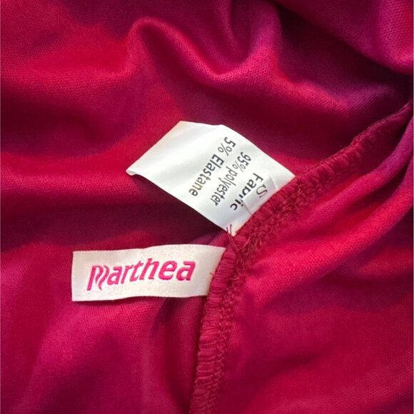 Red Ruched Long-Sleeve Sparkle Mini Dress With Bell Sleeves & Tie Back - Picture 4 of 5